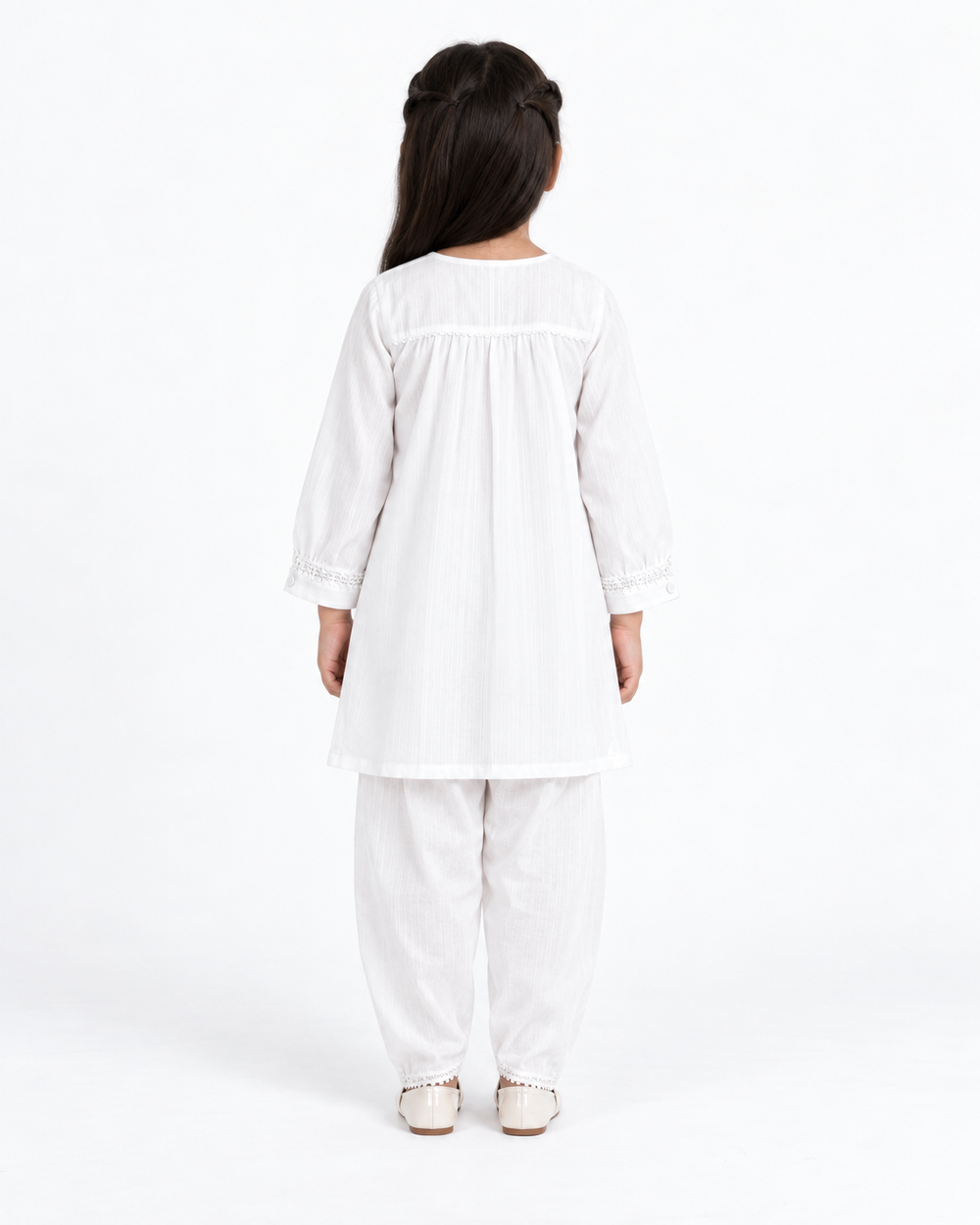 White Corduroy Floral Embroided |Tulip Suite