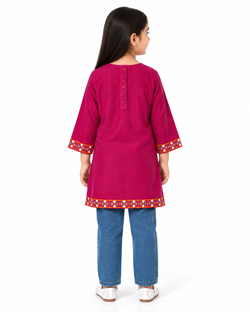Embroidered Maroon Winter Kurti