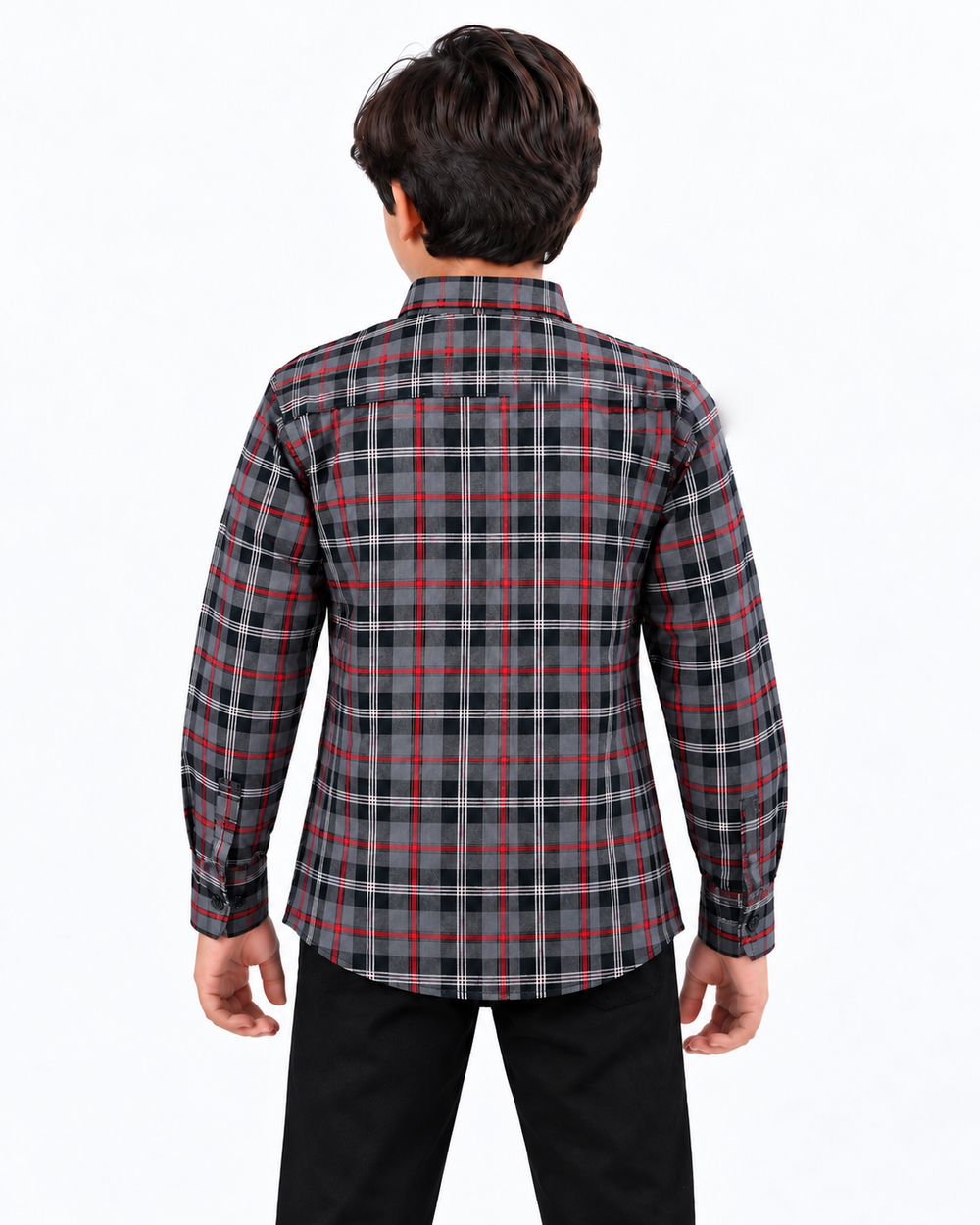 Boys Grey Check Shirt