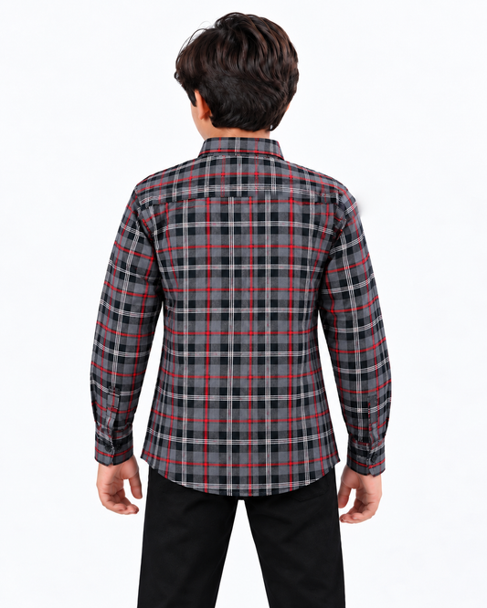 Boys Grey Check Shirt