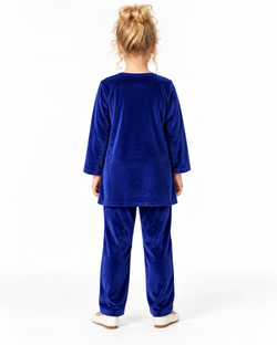 Velvet Corduroy Floral Emb. Suite| Blue/Maroon/Black