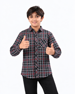 Boys Grey Check Shirt