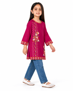Embroidered Maroon Winter Kurti