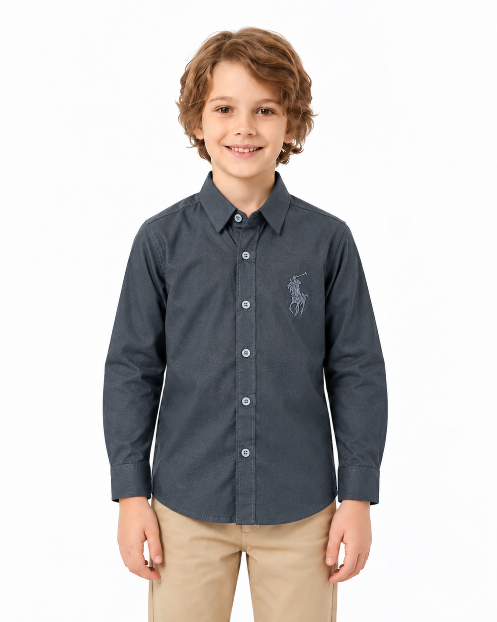 Boys Dark Grey Chambrey | Shirt
