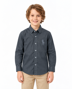 Boys Dark Grey Chambrey | Shirt