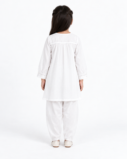 White Corduroy Floral Embroided |Tulip Suite