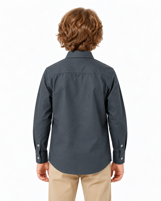Boys Dark Grey Chambrey | Shirt
