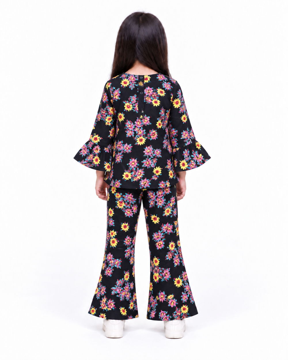 Black Floral Winter Pant Suit