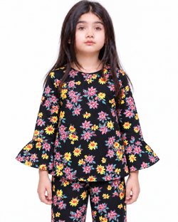 Black Floral Winter Pant Suit