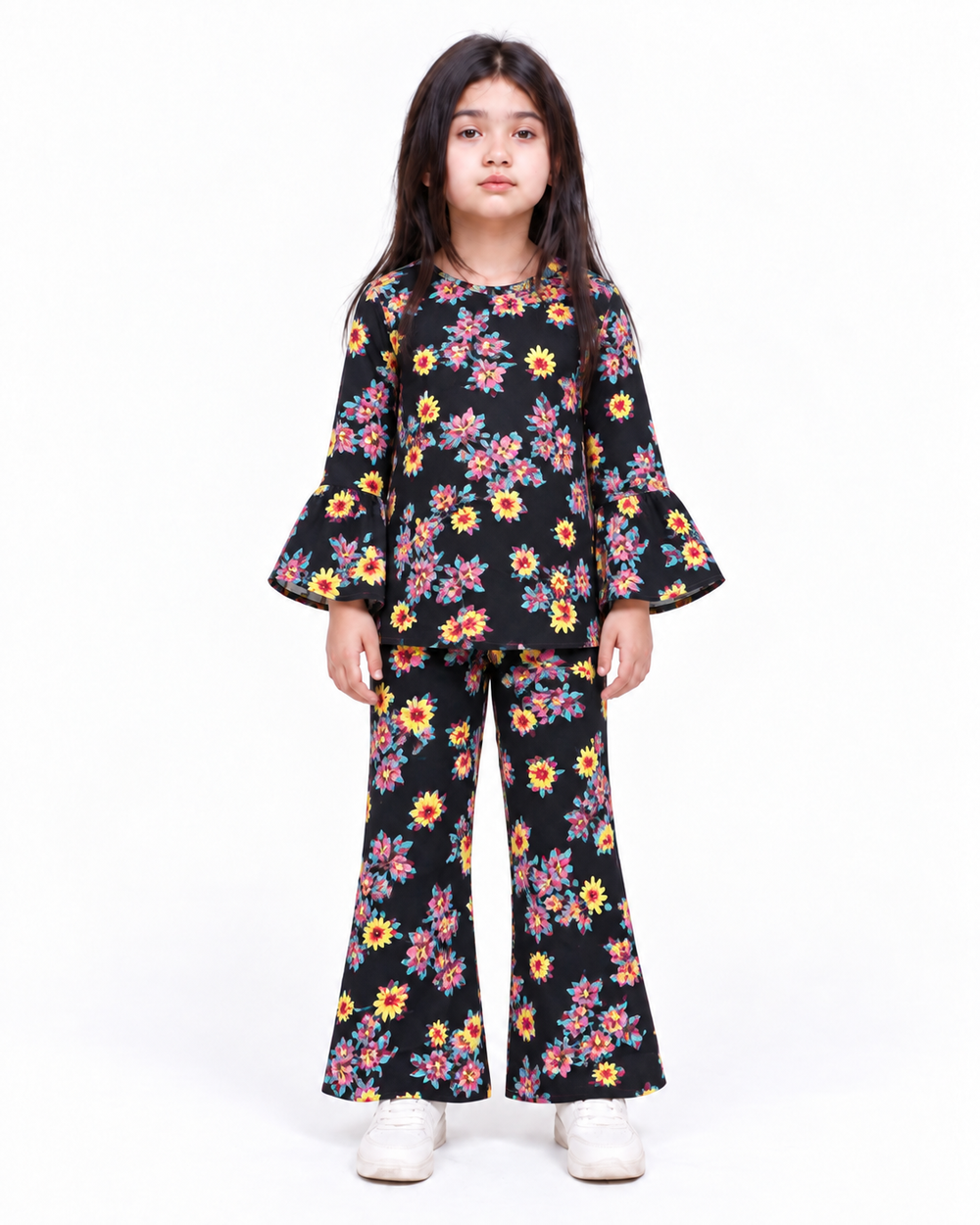 Black Floral Winter Pant Suit