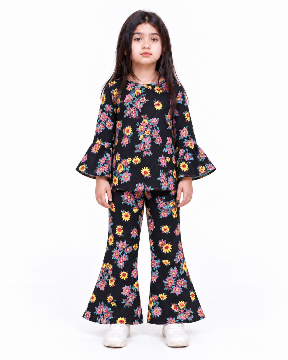 Black Floral Winter Pant Suit