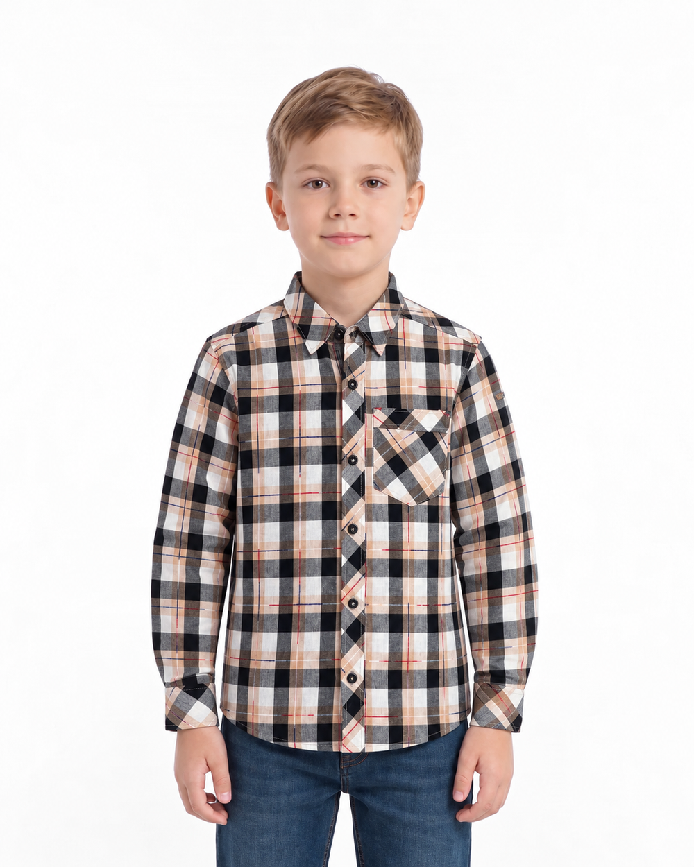 Boys Beige Check | Shirt