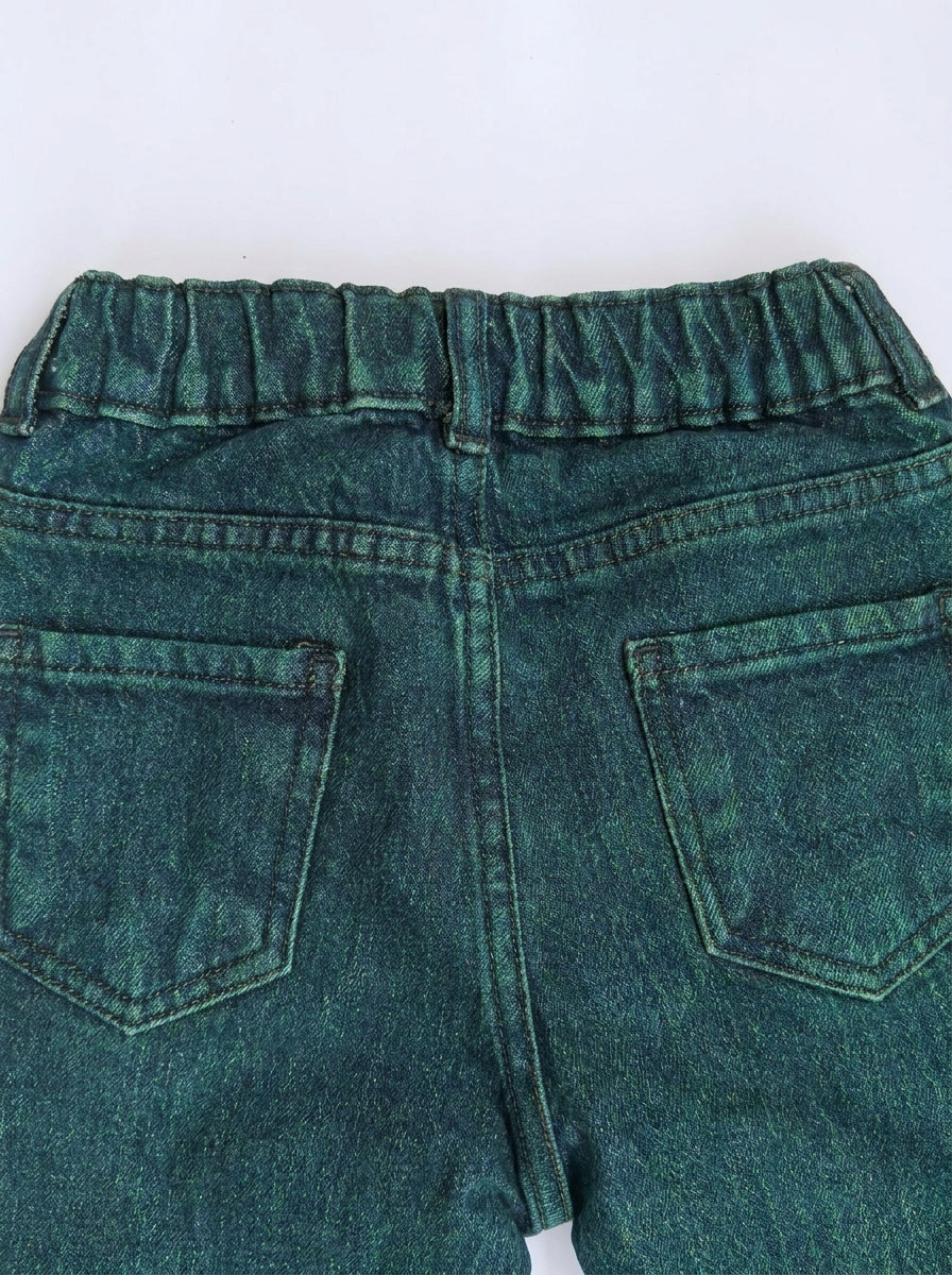EMBROIDED BAGGY PANT | GREENISH