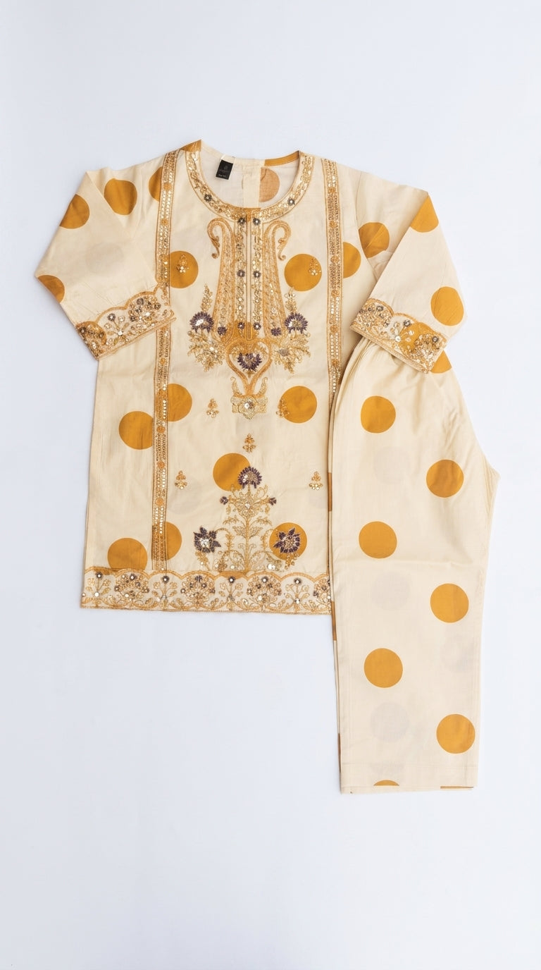POLKA DOT SEQUENCE EMROIDED  | MUSTARD