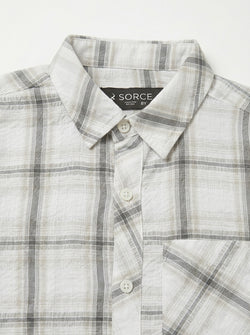 CHECK CASUAL SHIRT POCKET | WHT+BLK