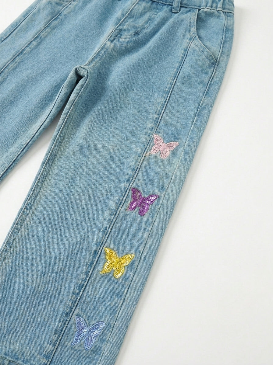 BUTTER FLY EMBROIDED | BLUE(LIGHT)