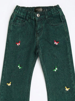EMBROIDED BAGGY PANT | GREENISH
