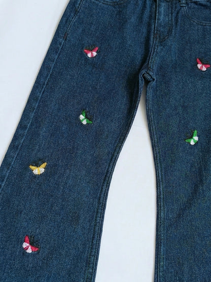 EMBROIDED BAGGY PANT | BLUE