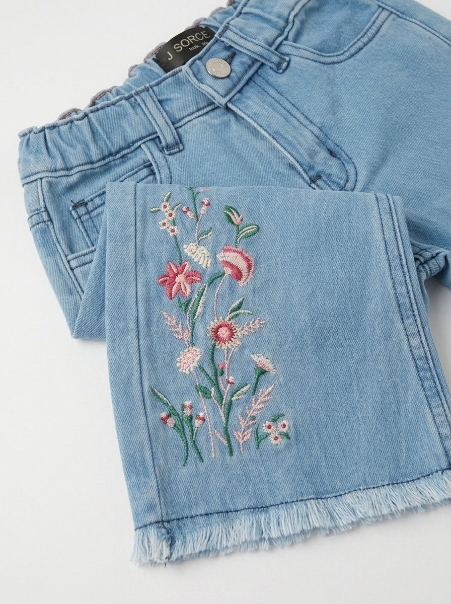 EMBROIDED BAGGY PANT | LIGHT BLUE