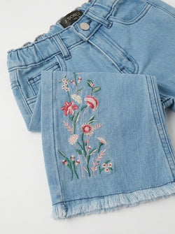 EMBROIDED BAGGY PANT | LIGHT BLUE