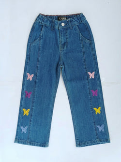 BUTTERFLY EMBROIDED PANT | BLUE(MID)
