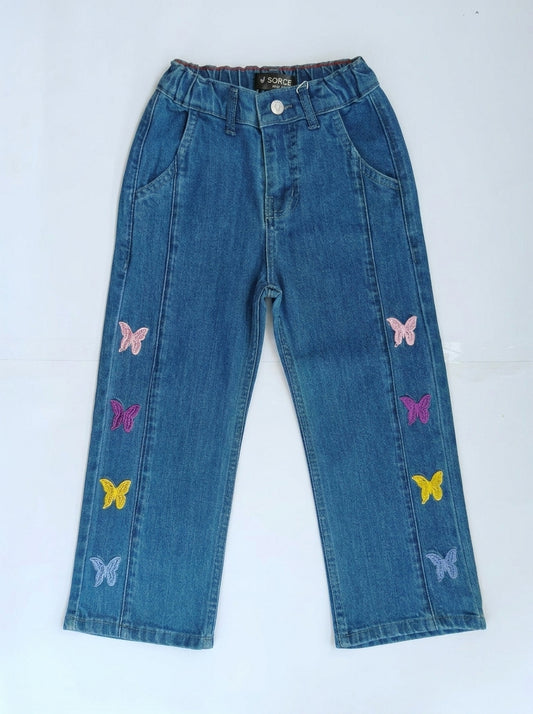 BUTTERFLY EMBROIDED PANT | BLUE(MID)