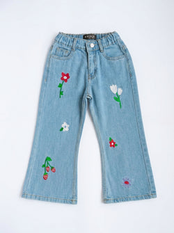 TULIP EMBROIDED PANT | BLUE (LIGHT)