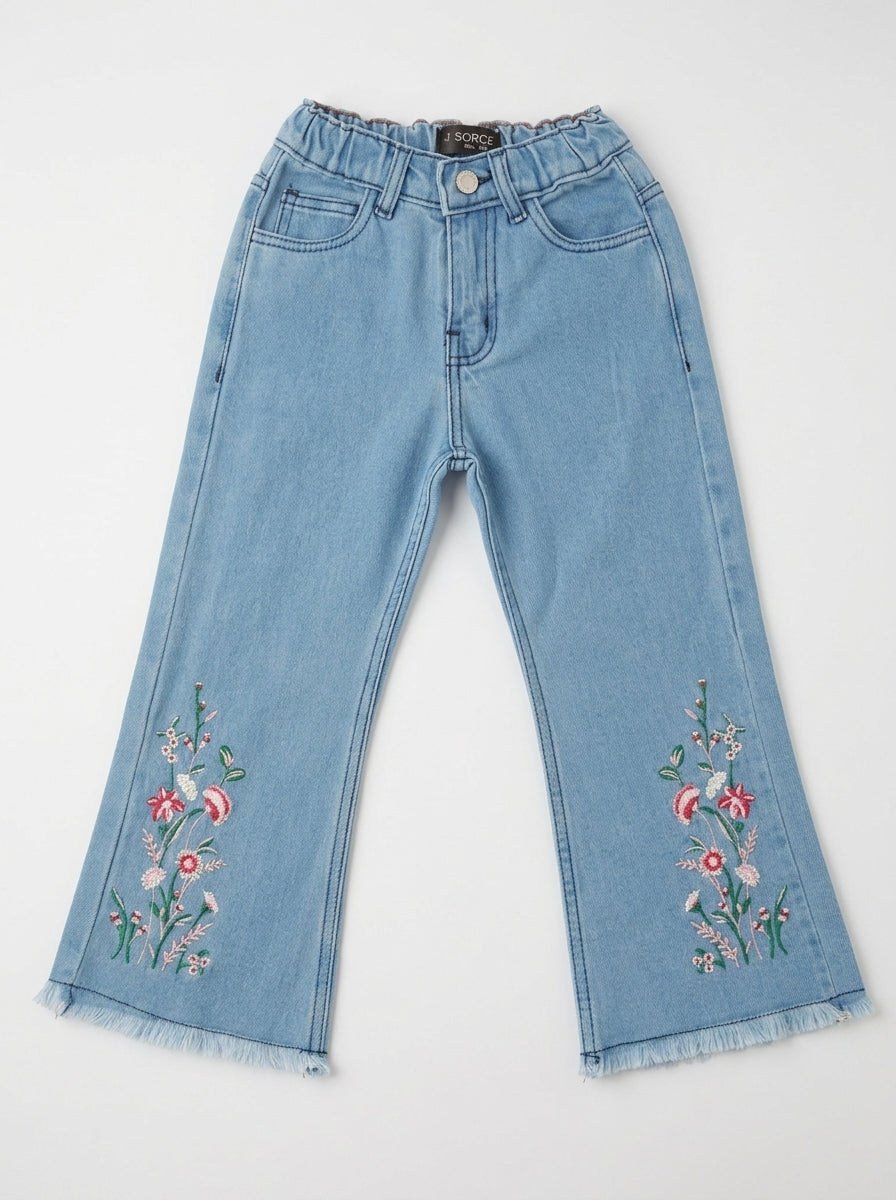 EMBROIDED BAGGY PANT | LIGHT BLUE