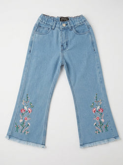 EMBROIDED BAGGY PANT | LIGHT BLUE