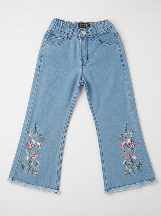 EMBROIDED BAGGY PANT | LIGHT BLUE