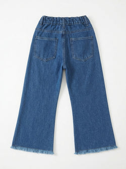 OPEN BOTTOM EMBROIDED PANT | BLUE(DARK)