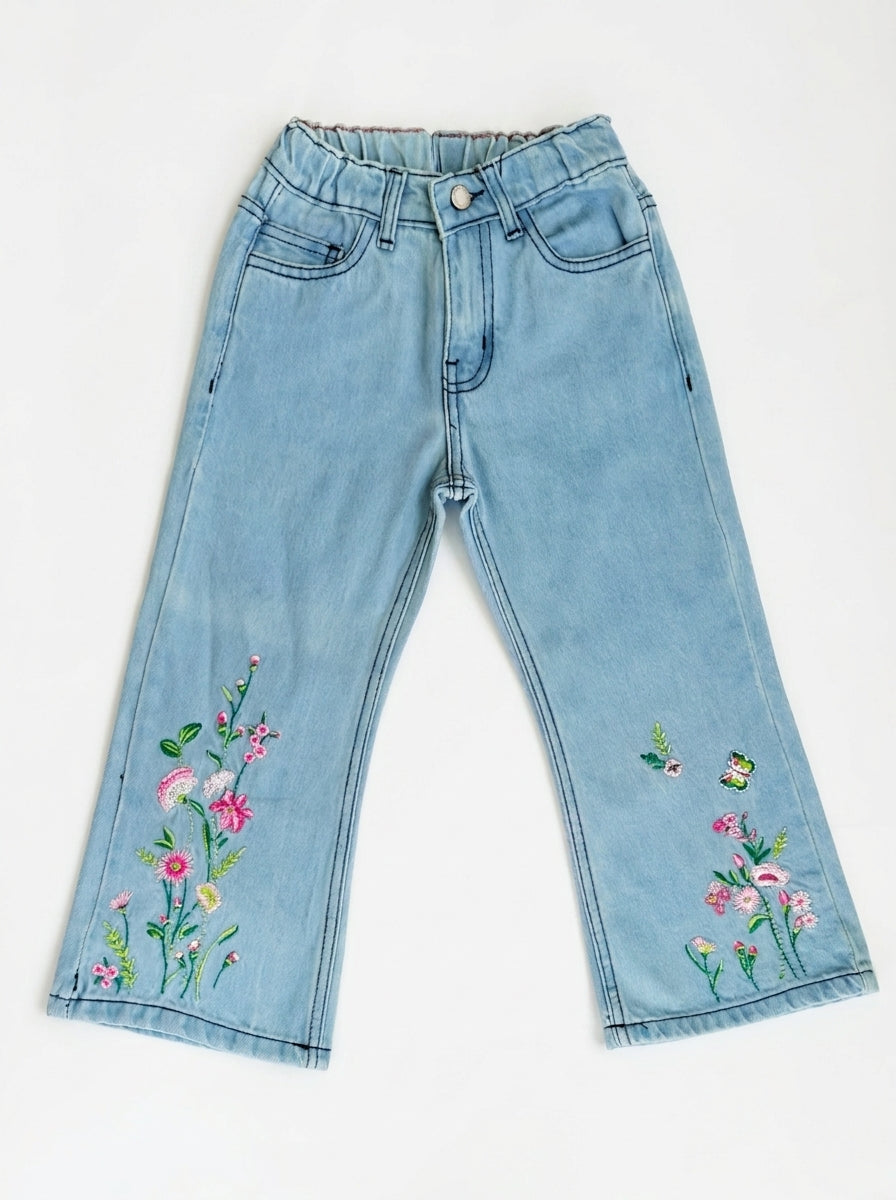 BOTTOM EMBROIDED PANT | BLUE(LIGHT)