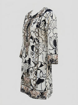 PRINTED SEQUENCE EMBROIDERY |WHT+BLK
