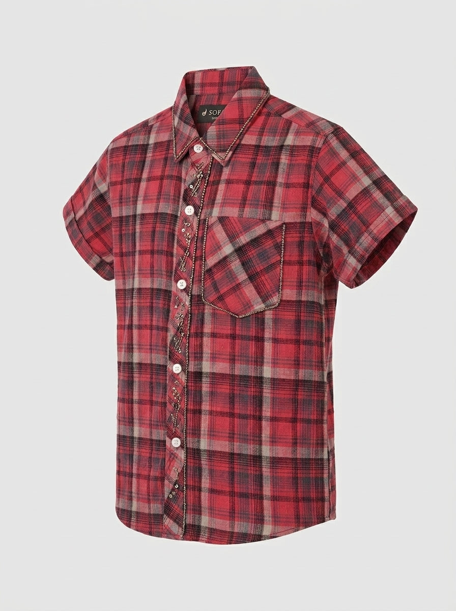 CHECK CASUAL SHIRT | REDISH