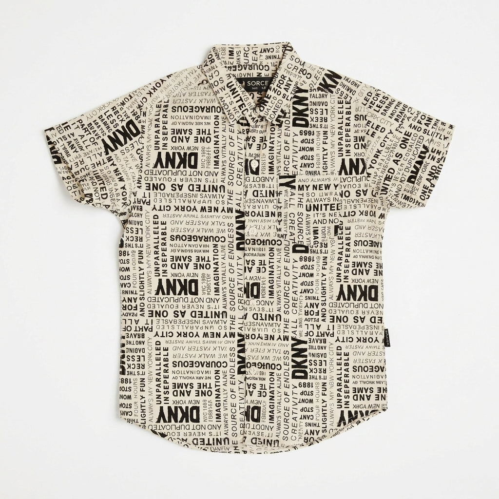 PRINTED CASUAL SHIRT | NEWSPAPER | B/W