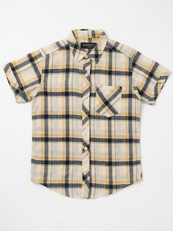 CHECK CASUAL SHIRT | BLK+OFFWHT+