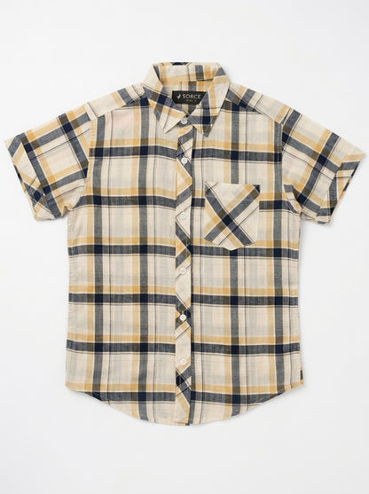 CHECK CASUAL SHIRT | BLK+OFFWHT+