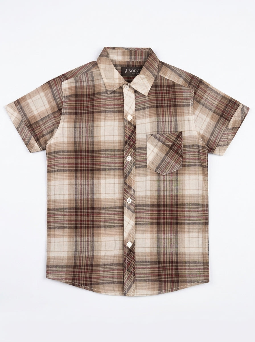 CHECK CASUAL SHIRT |  BRN+WHT