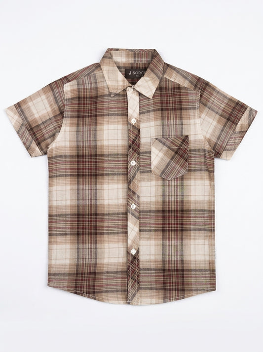 CHECK CASUAL SHIRT |  BRN+WHT