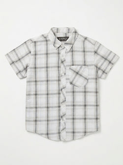 CHECK CASUAL SHIRT POCKET | WHT+BLK