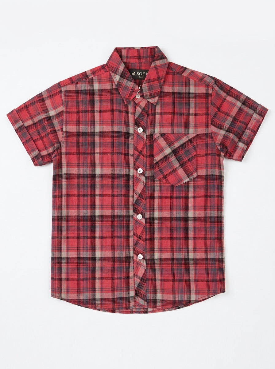 CHECK CASUAL SHIRT | REDISH
