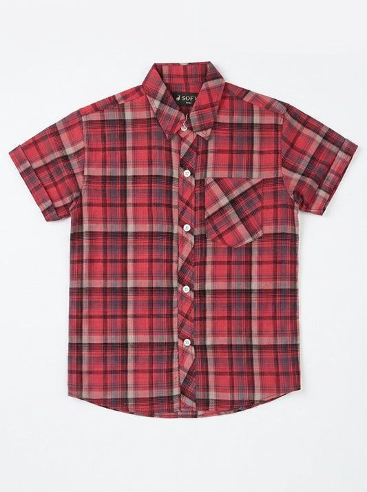 CHECK CASUAL SHIRT | REDISH