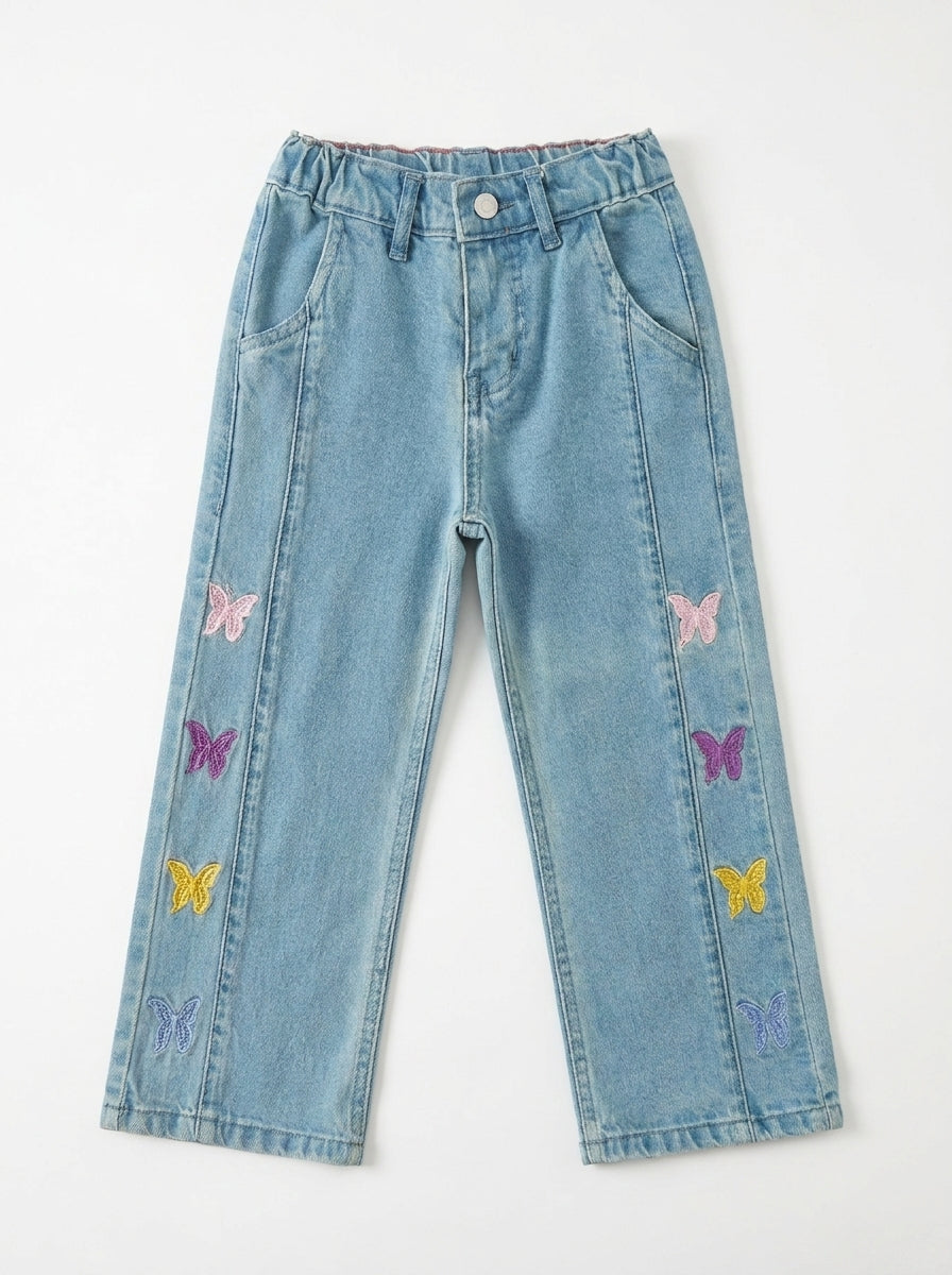 BUTTER FLY EMBROIDED | BLUE(LIGHT)
