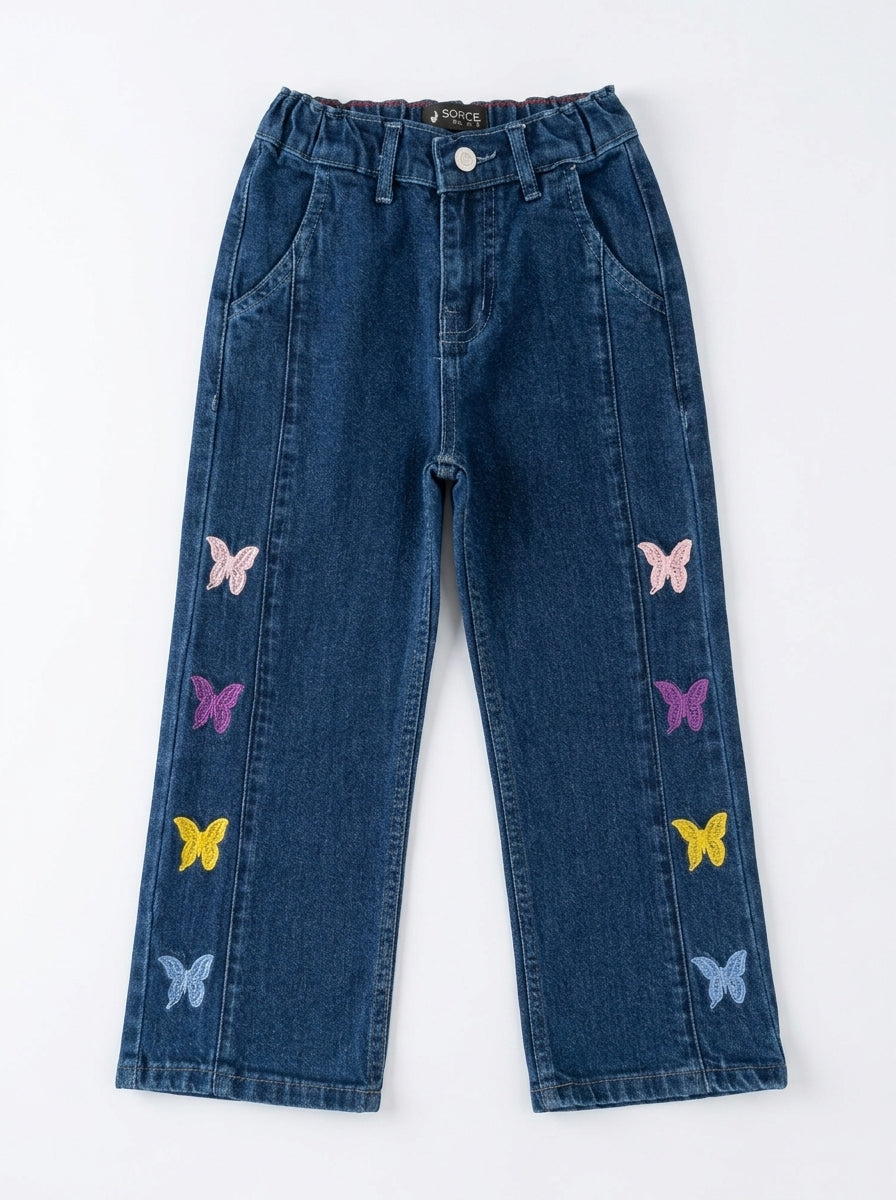 BUTTERFLY EMBROIDED PANT | BLUE (DARK)