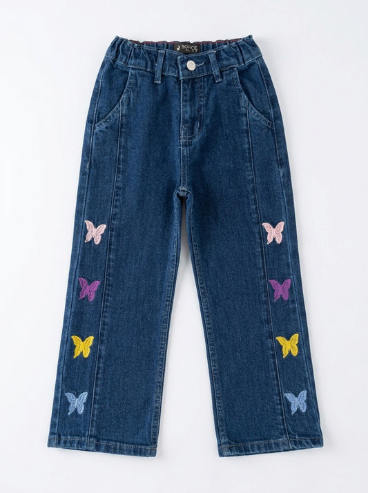 BUTTERFLY EMBROIDED PANT | BLUE (DARK)
