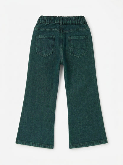 EMBROIDED BAGGY PANT | GREENISH