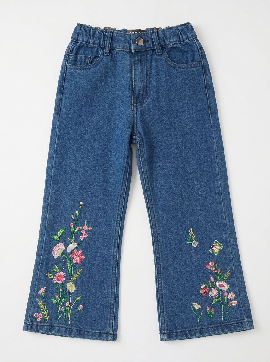 BOTTOM EMBROIDED PANT | BLUE(MID)