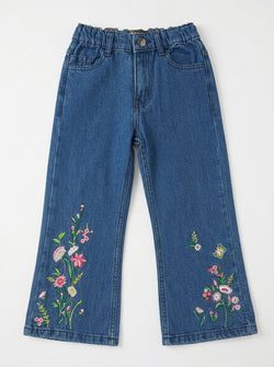 BOTTOM EMBROIDED PANT | BLUE(MID)