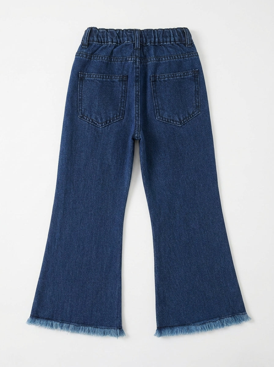 FLOWER EMBROIDED PANT | BLUE(MID)