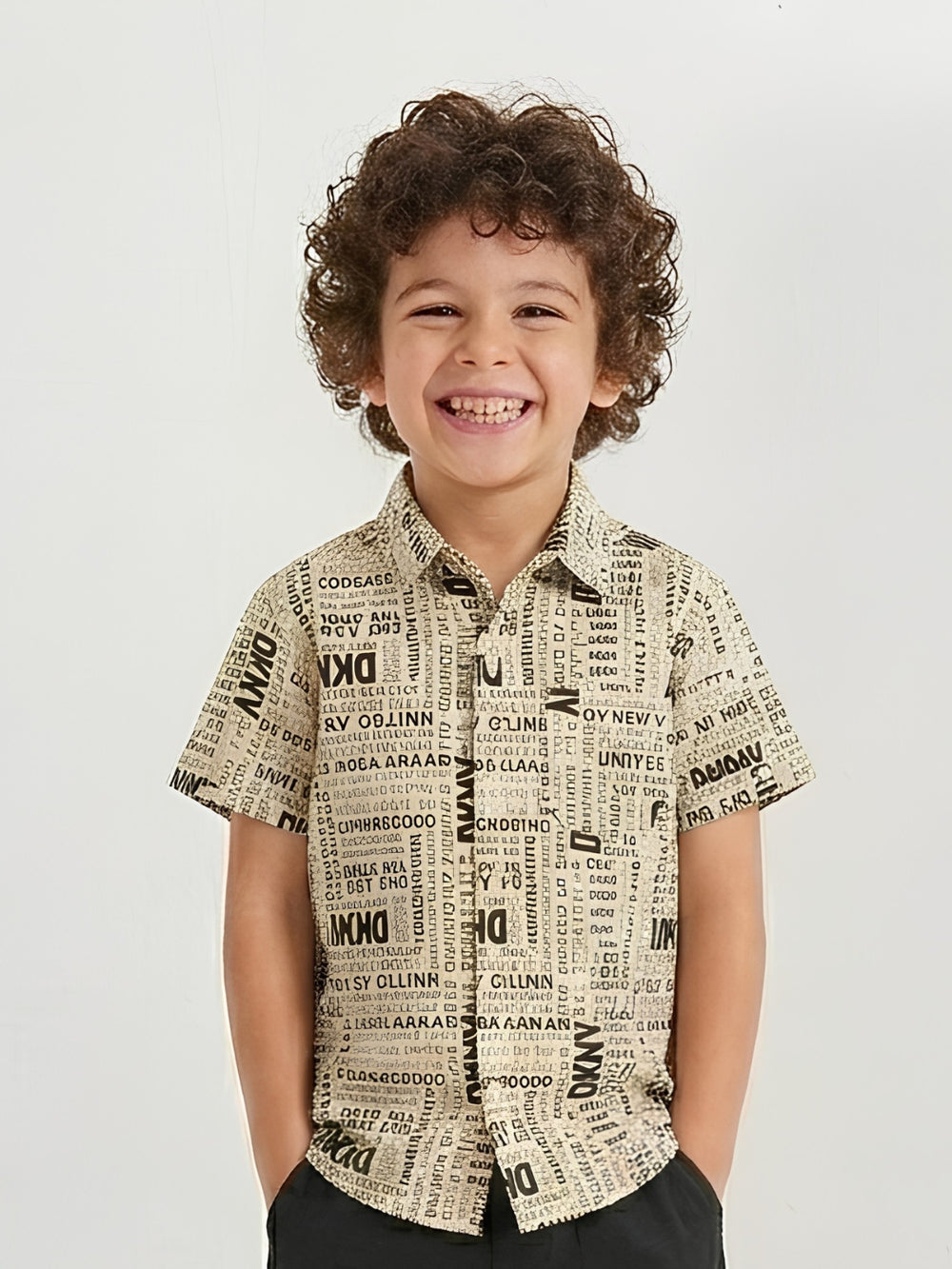 PRINTED CASUAL SHIRT | NEWSPAPER | B/W